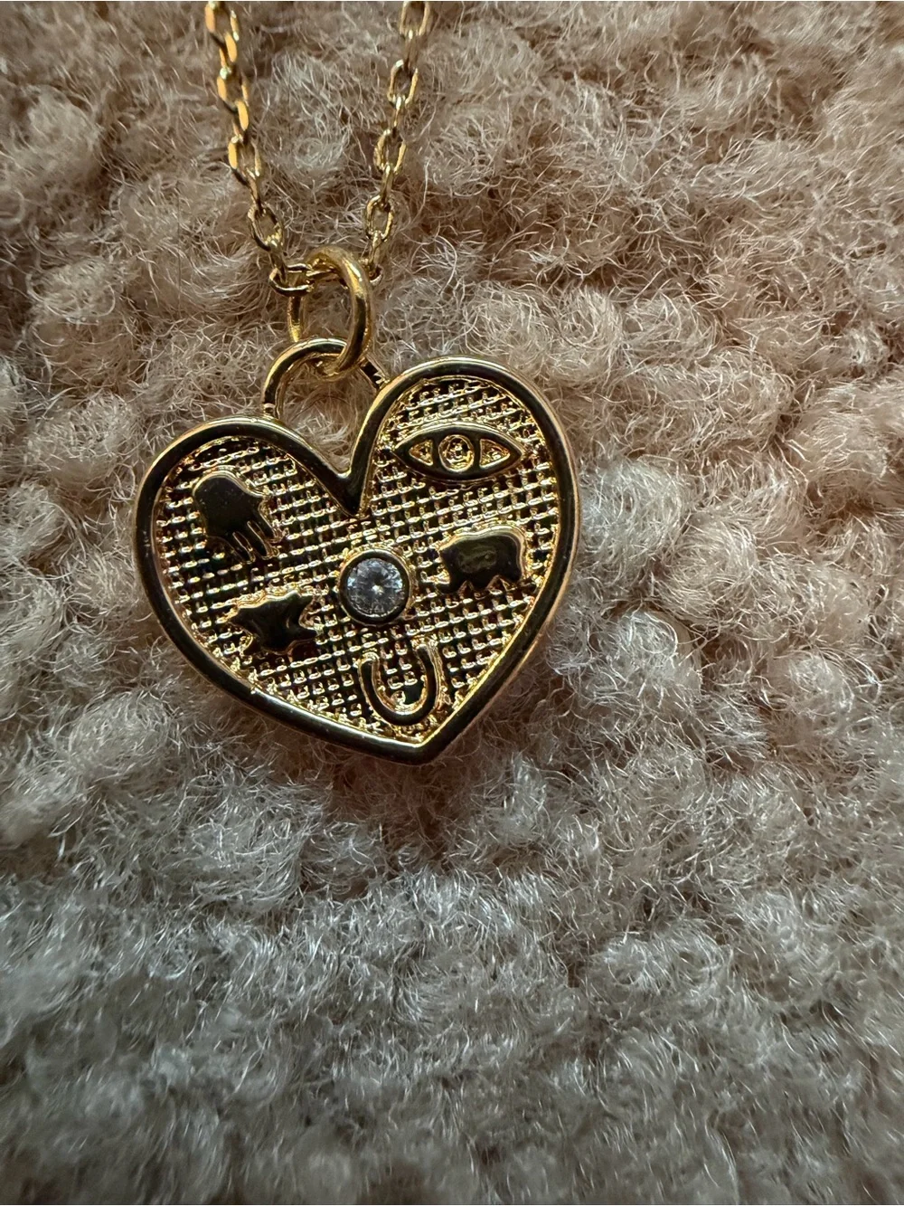 Lucky Brand Gold Plated Heart Lucky Symbols Pendant Necklace NWT Crystal